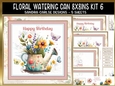 Floral Watering Can 8x8ins with Matching Bookmarks Kit 6 Request