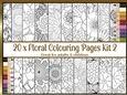 Floral 20 x A4 colouring pages kit 2
