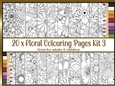 Floral 20 x A4 colouring pages kit 3
