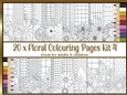 Floral 20 x A4 colouring pages kit 4