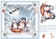 Christmas Penguins 8x8ins Decoupage Topper 2