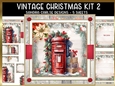 Vintage Christmas Postbox Decoupage 7x7ins kit 2