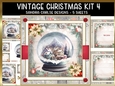Vintage Christmas Snowglobe Decoupage 7x7ins kit 4