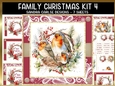 Vintage Christmas Robin 7x7ins Topper kit 4 with lace edging