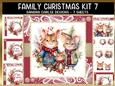 Vintage Christmas Mice 7x7ins Topper kit 7 with lace edging