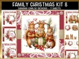 Vintage Christmas Rabbits 7x7ins Topper kit 8 with lace edging