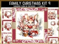 Vintage Christmas rabbits 7x7ins Topper kit 9 with lace edging