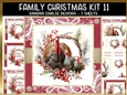 Vintage Christmas Turkey Family 7x7ins Topper kit 11 with lace edging