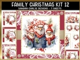 Vintage Christmas Bird Family 7x7ins Topper kit 12 with lace edging