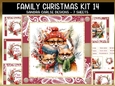 Vintage Christmas Fox Family 7x7ins Topper kit 14 with lace edging