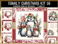 Family Animal Christmas 7x7ins Topper kit 16 with lace edging