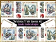 Christmas Scenic Trains 7x7ins topper sheets x 6 with Inserts kit 1