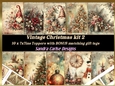 Vintage Christmas 10 sheets & matching gift tags kit 2