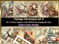 Vintage Christmas 10 sheets & matching gift tags kit 4