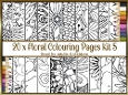 Floral 20 x A4 colouring pages kit 5