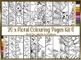 Floral 20 x A4 colouring pages kit 6