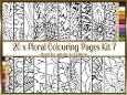 Floral 20 x A4 colouring pages kit 7