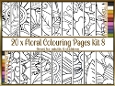 Floral 20 x A4 colouring pages kit 8