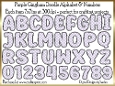 Purple Gingham Doodle Alphabet & Numbers - 26 letters & 10 numbers