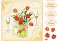 8x8ins Floral 65-75 Birthday Decoupage Card Front