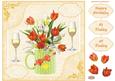 8x8ins Floral 85-95 Birthday Decoupage Card Front