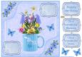 8x8ins Blue Butterflies Mummy Decoupage Card Front