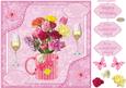 8x8ins Pink Flowers Sister Birthday Decoupage Card Front