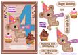 Happy 4th Birthday childrens decoupage Topper