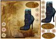 Steampunk Blue Boot 8x8ins Card Front