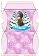 Christmas Penguin Pink Pillow Box 12