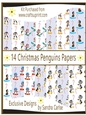 Christmas 14 x Penguin Backing Papers kit 2
