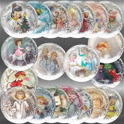 Vintage Christmas Angel Glass Globes