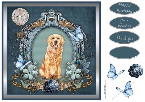 Butterfly Wishes Golden Retriever Sitting