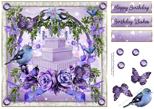 8x8 Purple Birthday Butterfly Wishes