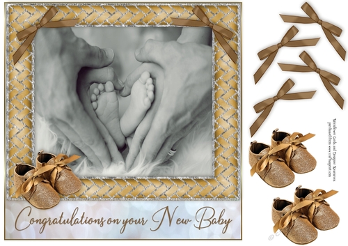 8x8 Gold  New Baby Congratulations 