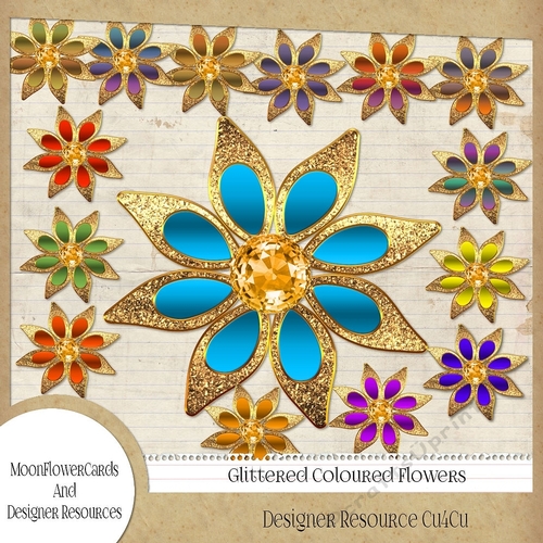 Glittered Colored  Flower 