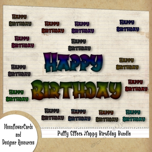 Happy Birthday Puffy Text Bundle 