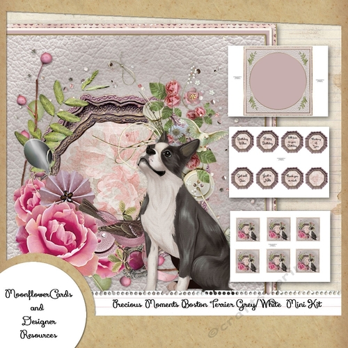 Precious Moments Boston Terrier Grey/White  Mini Kit