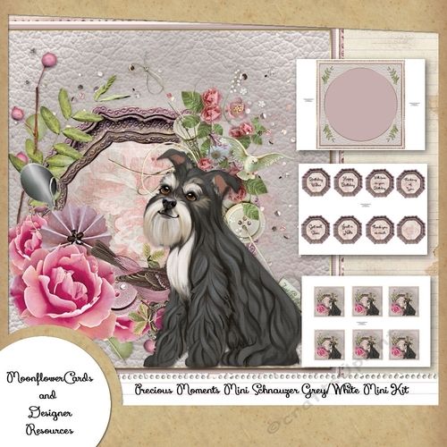 Precious Moments Mini Schnauzer Grey/White Mini Kit