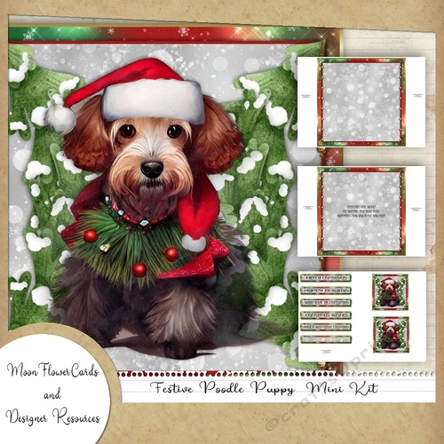Festive Poodle Puppy  Mini Kit 
