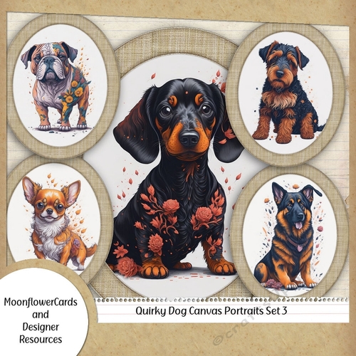 Quirky Canvas Pet Portraits Set 3