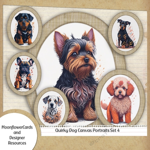 Quirky Canvas Pet Portraits Set 4