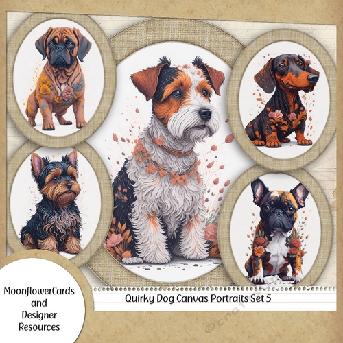 Quirky Canvas Pet Portraits Set 5
