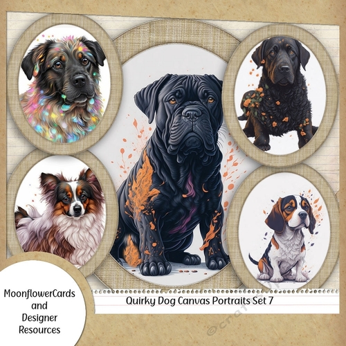 Quirky Canvas Pet Portraits Set 7