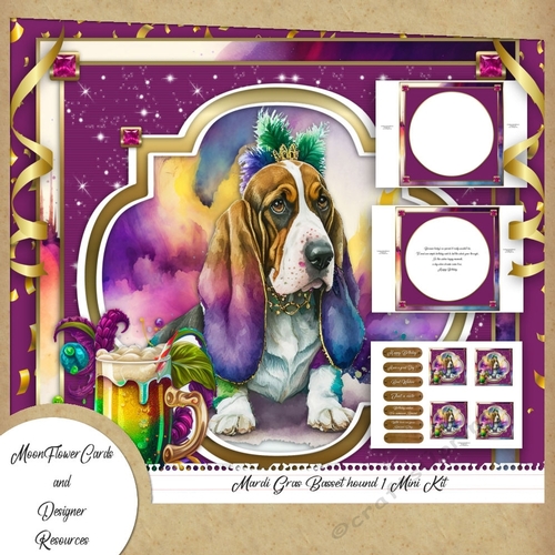 Mardi Gras Basset Hound  1 Mini Kit