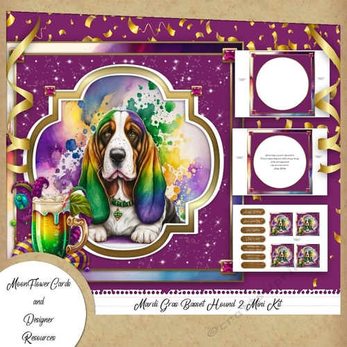 Mardi Gras Basset Hound  2 Mini Kit