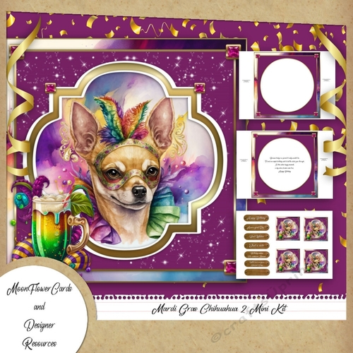 Mardi Gras Chihuahua  2 Mini Kit