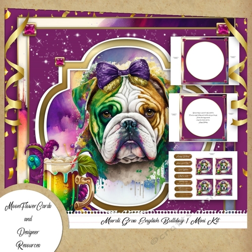 Mardi Gras English Bulldog 1 Mini Kit