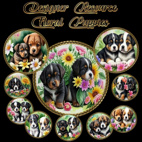 Floral Puppies 1