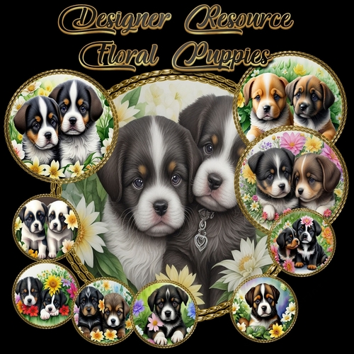 Floral Puppies 2